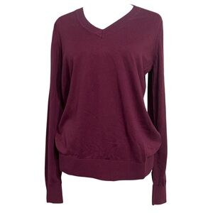 Banana Republic Burgundy V-Neck Sweater Classic Knit‎ L